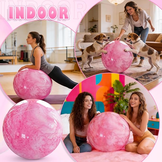 Lewtemi 16 Inch Jumbo Inflatable Playground Ball Marbleized Giant Large Rubber Kickball Four Square Bouncy Balls Giant Beach Dodgeball for Swimming Pool Sports Activities