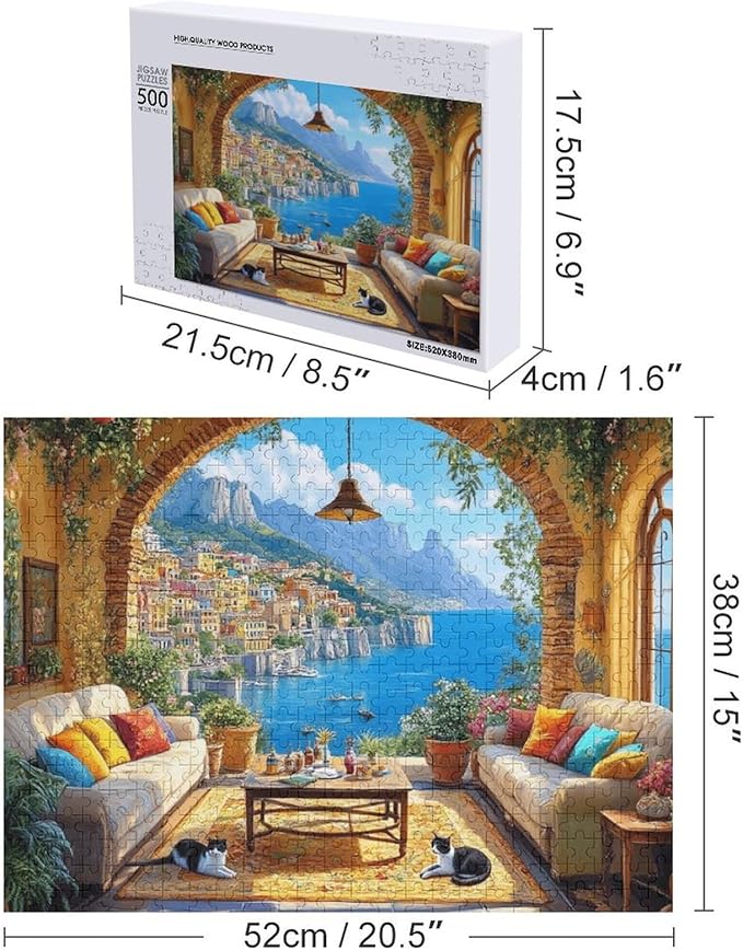 -Amalfi Coast- 500 Piece Jigsaw Puzzle for Adults - Challenging Puzzle Perfect for Game Nights - Finished Size is 20.5 x 15 -Gift for Christmas, Anniversary, Birthday,Family