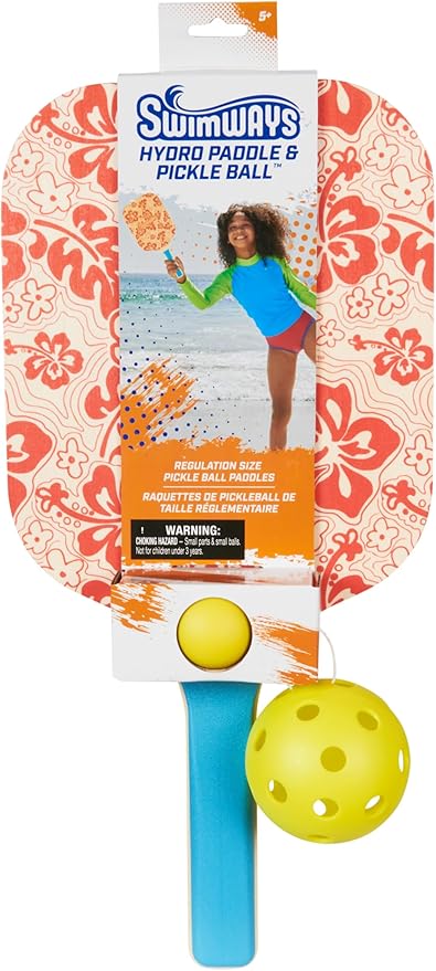 Swimways Hydro Paddle & Pickleball Set, Pickleball Paddles and Balls for Pool, Lake and Beach Games, Outdoor Toys for Kids and Adults Aged 5 & Up