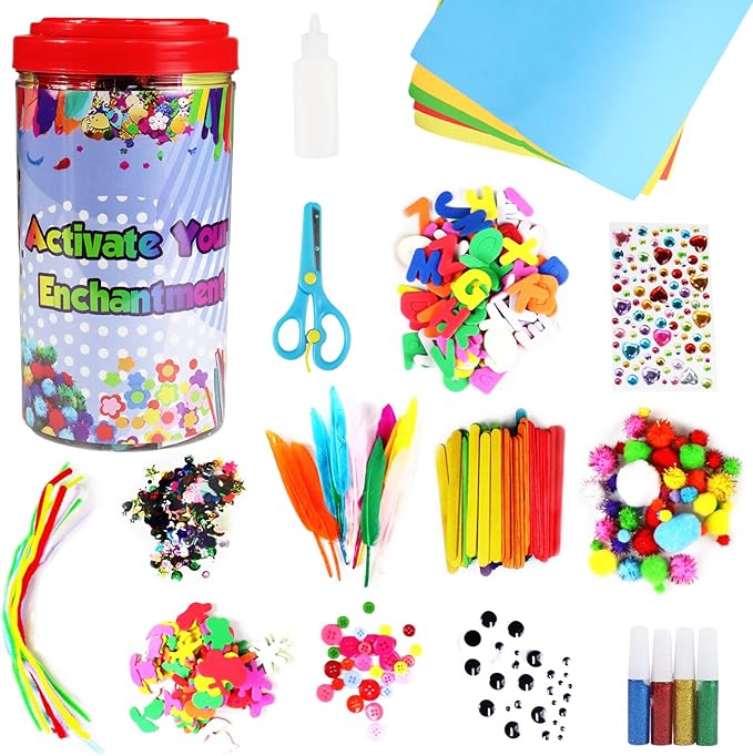 ANTDECOUS Arts and Crafts Supplies Kit for Kids - 520+PCS Craft Supplies & Materials for Kids Creative Art Birthday Holiday Gift Craft Kits for Girls Boys 4+ 5 6 7 8 9 Year Old