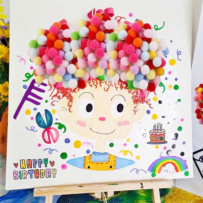 CYLHCM 381PCS DIY Paint Making Kit, Art Craft Set, Creative DIY Make Your Own Pompoms Wiggle Googly Eyes Twisting Stick Story Characters Party Supplies Gift for Girls Boys Father Mother All Holidays