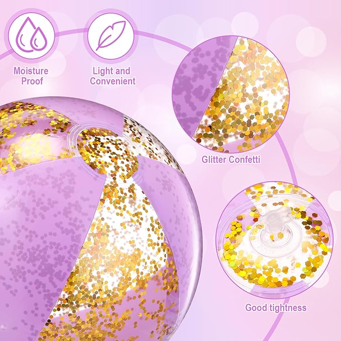 12 Pcs 16 Inch Inflatable Beach Balls Bulk Jumbo Pastel Inflatable Decorated Ball with Macaron Color PVC Party Ornaments for Summer Birthday Party Decoration(Purple)