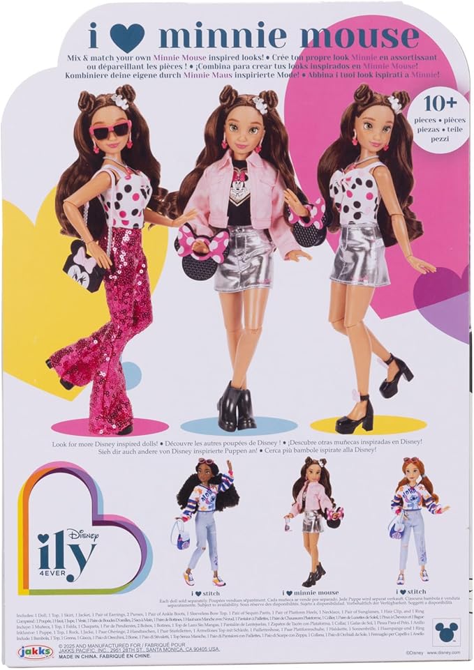 Disney ILY 4ever Fashion Dolls Inspired by Minnie 11.5" Tall with 13 Points of Articulation, Glittery Mickey Ring Included for You!
