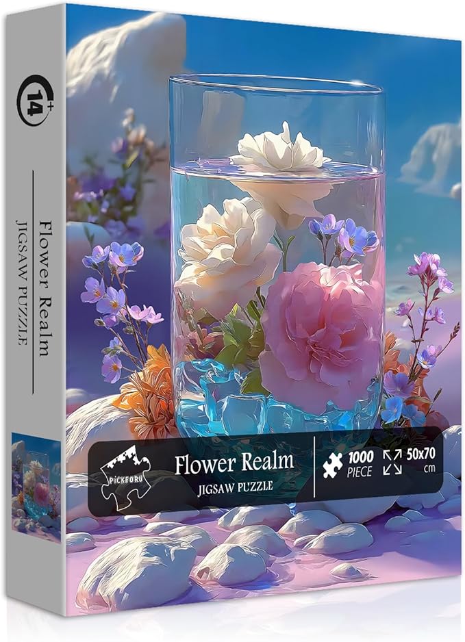 PICKFORU Flower Puzzle for Adults 1000 Pieces,Nature Plant Floral Art Jigsaw Puzzle, Flower Vase Impossible Challenge for Adults