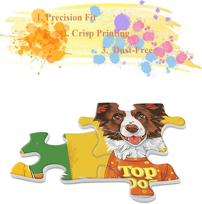 Funny Dog Puzzle 1000 Pieces for Adults, Colorful Puppy Collage Jigsaw Puzzles, Cool Cute Animal Puzzles as Home Decor
