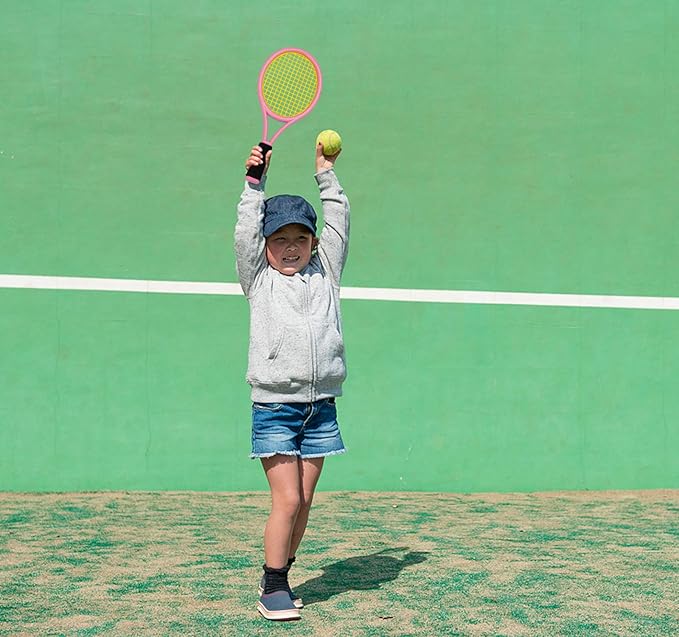 Crefotu Kid Tennis Racket Set for Toddler,Children,Sponge Handle, includes 6 Badminton, 1 Tennis Ball, Bag and 2 Balls - Increase Children's Sports,Improve Tennis Skills