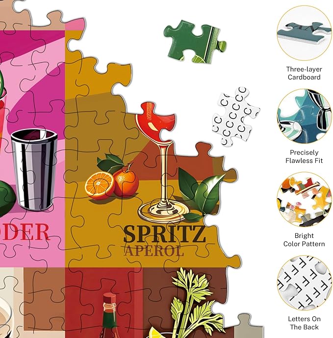 Cocktail Jigsaw Puzzles for Adults 1000 Pieces, Unique Cocktails 1000 Piece Puzzle for Adults, Hard Difficult Impossible Challenging Jigsaw Puzzles 1000 Pieces