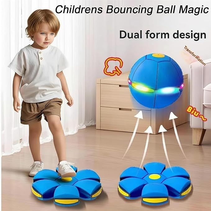 Magic Bouncing Ball, Magic Bouncing Ball with 6 Light, Dual Form Freely Switchable, Parent-Child Interaction Suitable for Indoor & Outdoor Use (Red)