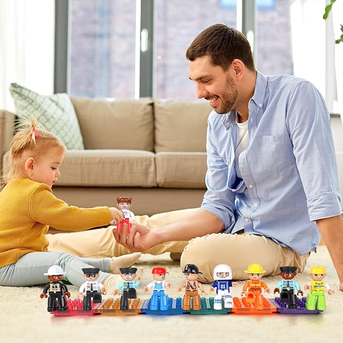 Large Magnetic Figures, 3 Inches Community Figures Set, 12 Pieces Magnetic Play People Magnet Building Toys for Kids Ages 3 4 5 6 7 8+, STEM Learning Toys Magnet Tiles Expansion