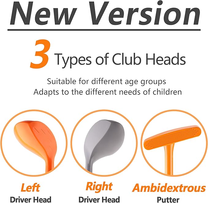iPlay, iLearn Kids Golf Toys Set W/Left & Right Club Head, Boys Outdoor Sport Toy Age 3-5, Toddler Indoor Golf Ball Game, Child Exercise Active, Yard Play Birthday Gift 4 6 7 8 Year Olds Toddler Girl