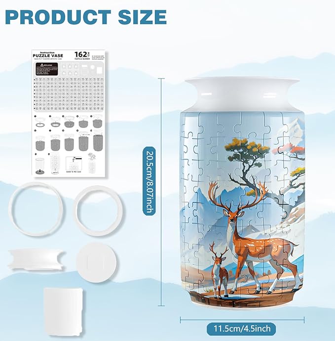3D Puzzle Vase, 162 Curved Pieces DIY Flower Vase Craft Kit & 3D Puzzles for Adults, Creative Jigsaw Art Project Home Décor Centerpiece, (D-Blue Pavilion)