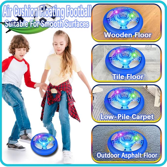 JRD&BS WINLAir Floating Hover Soccer with LED Lights - Battery Powered Football Toy with Soft Foam Bumper for Indoor/Outdoor Play, Exciting Gift for Kids & Teens Ages 3-16