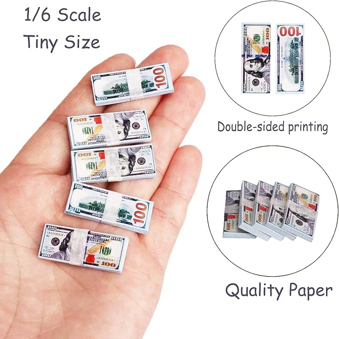 1 Set Doll Props 1/6 Scale Mini Beer Bottles with Glasses&Box Set Mini Money Model for Miniature Doll Accessories Action Figure Props, DIY Crafts,RC Crawler Car Accessories Tiny Collectibles