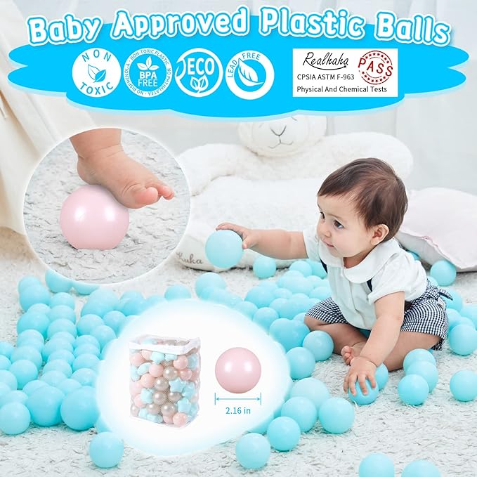 Realhaha Ball Pit Balls 50 100 200 500, Star Shapes for Babies Kids Playpen Plastic Balls for Babies Ball Pool Puppy Playballs