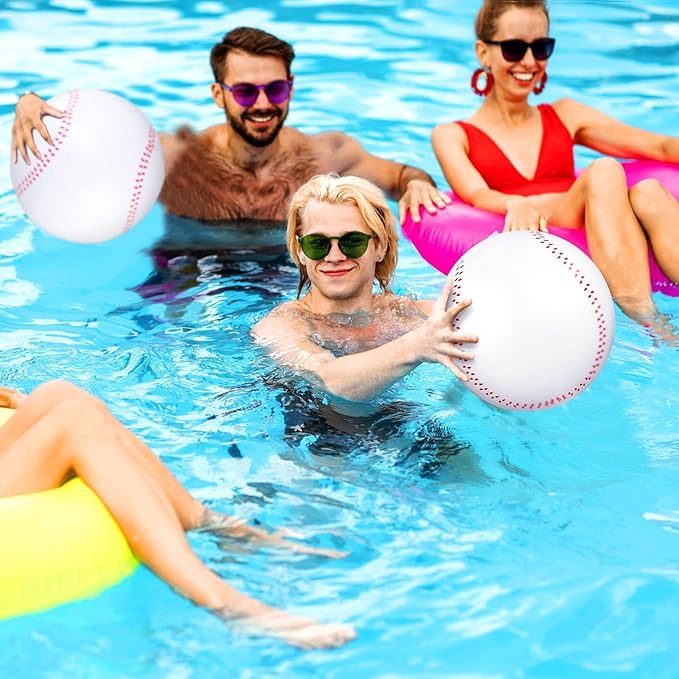 Bencailor 6 Pack Inflatable Baseball 12. 6" Blow up Beach Ball Large Sport Pool Ball with Pump Swimming Pool Party Favor for Kids Boys Girls Adults Teens Gift Summer Outdoor Game Decorations(6 Pack)