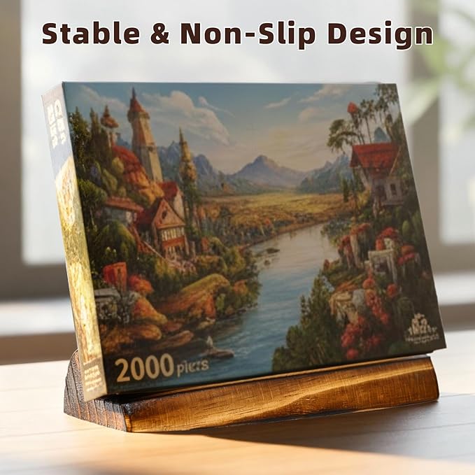 hehimhis Jigsaw Puzzle Box Holder - Wooden Puzzle Organizer Rack, Puzzle Lid Stand & Box Stand, Portable Puzzle Board Accessories for Jigsaw Puzzle Storage, Fits Most Puzzle Boxes