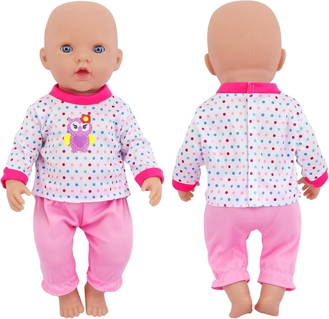 UNICORN ELEMENT 5 Sets Baby Doll Clothes for 14-18 Inch Dolls, 16 Inch Baby Doll Pjs Clothes Outfits and Accessories for New Born Dolls