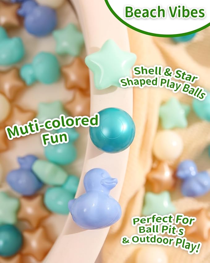 TRENDPLAY Ball Pit Balls Shapes Pastel, Duck Star Shape Non Toxic for Toddlers Kids Baby Girls Boys Dogs Soft Play,Party, 50 100 200