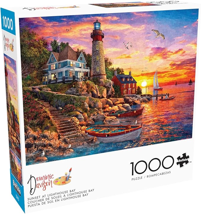 Buffalo Games - Dominic Davison - Sunset at Lighthouse Bay - 1000 Piece Jigsaw Puzzle for Adults -Challenging Puzzle Perfect for Game Nights - Finished Size is 26.75 x 19.75