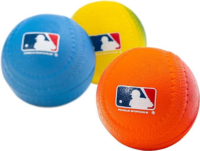 Franklin Sports Foam Baseballs - Soft Foam Practice Baseballs for Kids - Perfect for Hitting and Indoor or Outdoor Play - 3 Pack - Official MLB Licensed Product