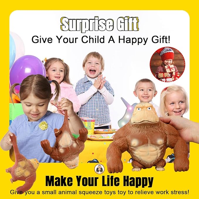 YHan Trending Stretchy Monkey Toy, Stretch Gorilla Toy, Kids Adult Stress Relief Squishy Toys Anxiety TikTok Gift Idea Stretch Gorilla Funny (Large)