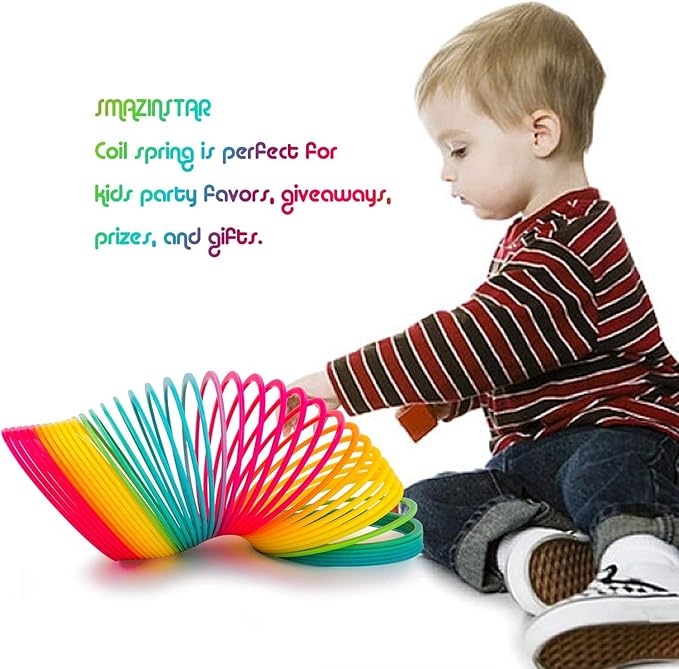 6 Inch Giant Plastic Walking Spring Toy,Jumbo Rainbow Coil Toy,Party Prizes and Stocking Stuffers,Birthday Bag Filler