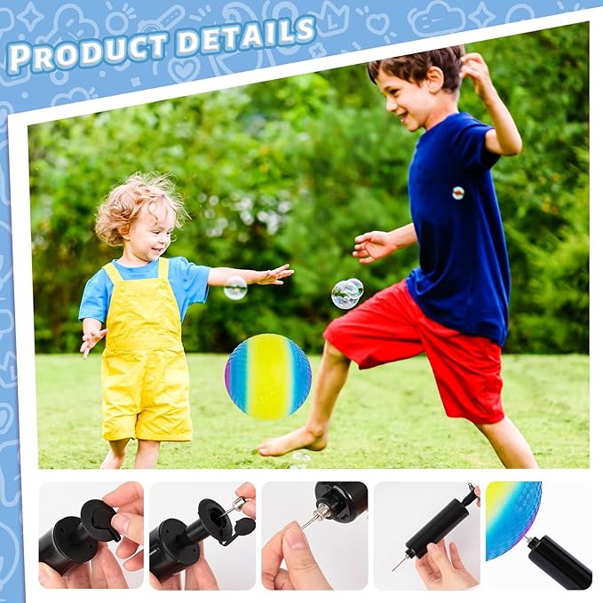 LovesTown Playground Ball with Pump - 8.5Inch Rubber Inflatable Rubber Bouncy Balls, Kickball Dodgeball Four Square for Kids and Adults, Indoor and Outdoor Games, Xmas Stocking Stuffers, Pack of 1