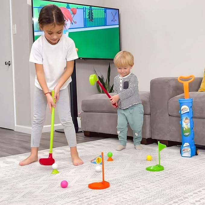 Liberry Toddler Golf Set with Cart, Plastic Golf Clubs & Balls for Kids Ages 1 2 3 4 5, Indoor Outdoor Sports Toys Birthday Gift for Boys & Girls