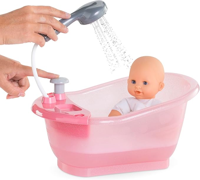 Corolle Baby Doll Bathtub with Shower - Accessory Play Set for 12" & 14" Dolls, Pink