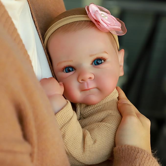 KSBD Realistic Reborn Baby Dolls - 20 Inch Cute Real Life Baby Girl Doll, Lifelike Newborn with Full Vinyl Body,Real Baby Dolls with Accessories for 3+ Years Old Kids Gifts