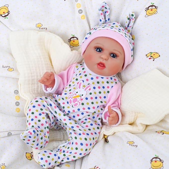 BABESIDE Alive Baby Doll Clothes for 8-12 Inch Dolls, 3 Set Doll Clothes Outfits, Baby Doll Accessories Romper Suit, Coat and Hat for Baby Dolls,Easter Pretend Play Accessories for Kids 3+