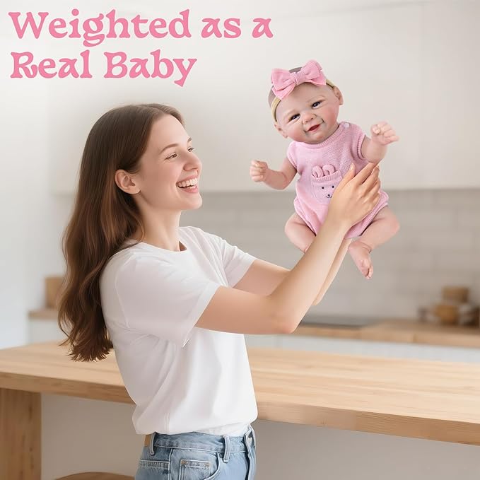 Aori Realistic Reborn Baby Dolls - Weighted Lifelike Newborn Baby Girl with Flexible Limbs, Cute Soft Body Reborn Doll Set with Outfit for Kids 3+, Parents, Elderly and Collectors