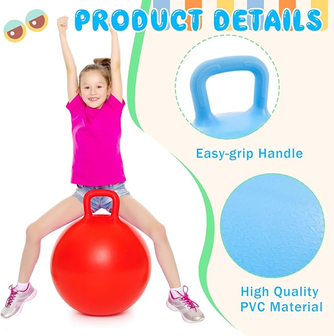 Soulchen 11 Pcs Carnival Outdoor Games Set with 4 Pieces 20 Inch Hopper Balls with Handle 1 Air Pump 2 Whistles 4 Plastic Medals Fall Festival Christmas Yard Games for Adult Boys Girls