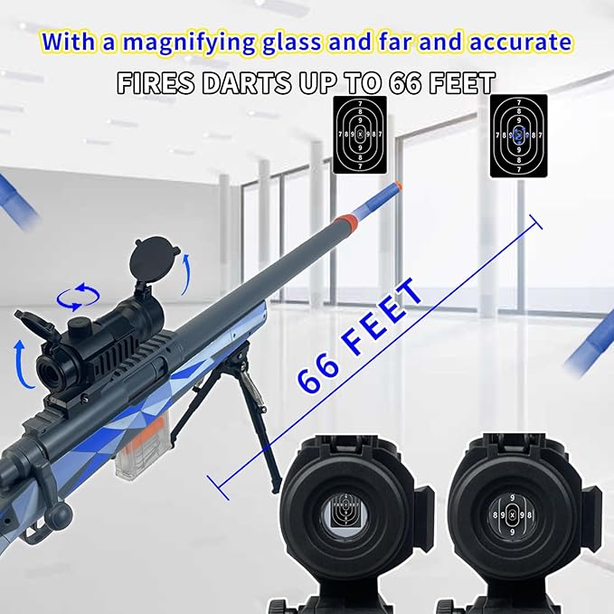 AGM MASTECH M24 Foam Blaster, Shell Ejecting, Safety Switch, Adjustable Stock 41.8 Inch, Scope, 40 Darts, 20 Casings, 2 Mags, Tactical Game Gear for Teens 14+ years Adults
