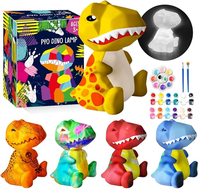 Goody King Paint Your Own Dinosaur Lamp Kit, Easter Basket Stuffers, DIY Night Light, Arts & Crafts for Teens Girls Boys, Painting Kit for Kids, Easter Birthday Gifts for Kids Ages 3 4 5 6 7 8+
