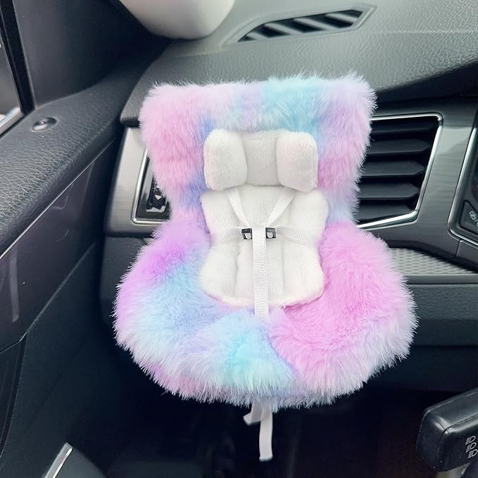 Ezcora Accessories for 10-17cm Dolls, Doll Car Seat with Clip onto Car Air Vent, Includes Seat Leg for Desktop Display (Cotton Candy Sky Ombre)