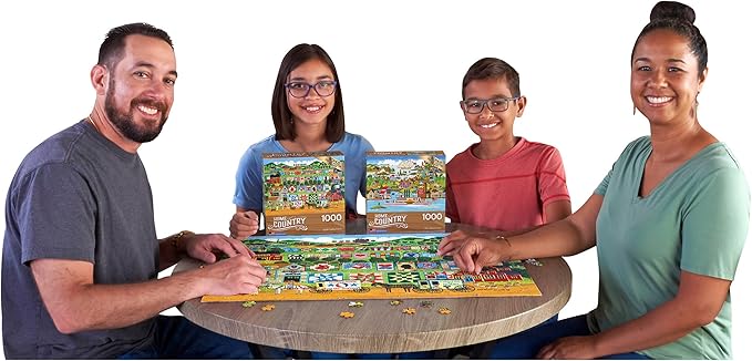 RoseArt - Home Country- Quilt Valley Farm - 1000 Piece Jigsaw Puzzle for Adults