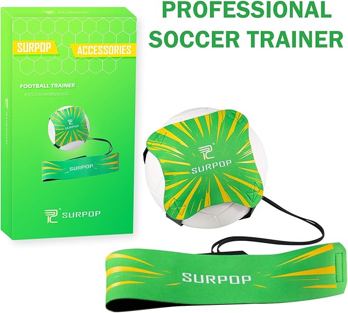 Surpop Soccer/Volleyball/Rugby Trainer, Football Kick Throw Solo Practice Training Aid Control Skills Adjustable Waist Belt for Kids Adults