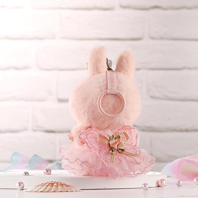 Doll Clothes for Labubu 17cm Have a Seat & Exciting Macaron & Big into Energy Series Dolls, Adorable Chic Dress Set for 17cm Dolls Accessories (Pink Flower Skirt + Hairband)