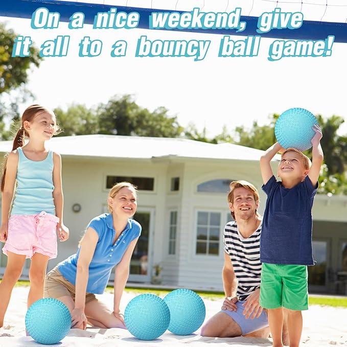 6 Pcs Macaron Playground Balls 8. 5 Inch Pastel Color Rubber Bouncy Balls for Kids Inflatable Colored Dodgeball Kickball Handball for School Backyard Beach Indoor Outdoor Games (Blue)