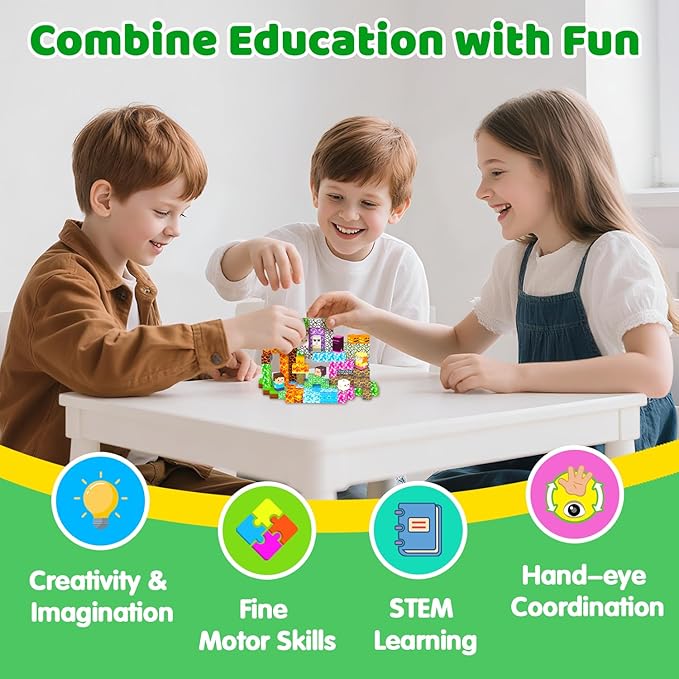 Magnetic Blocks, 208PCS Magnetic Building Blocks, Stacking Magnets for Kids, Sensory Toy for STEM Constructions Magnet Blocks for Boys Girls Age 3+, Christmas Birthday Gifts (Cavern Explore)