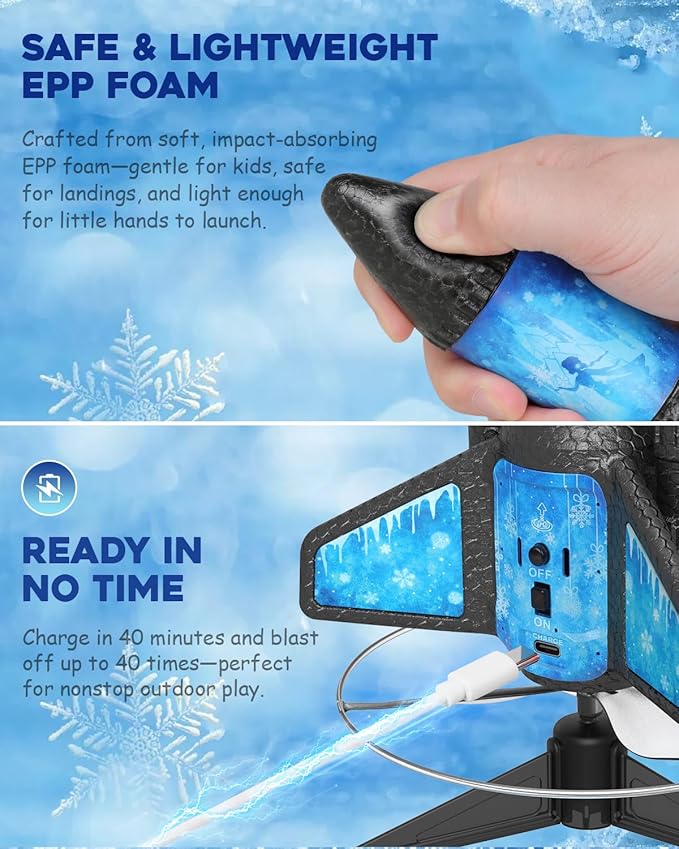 Rocket Launcher for Kids – 2nd Gen Upgraded Design, Electric Auto Launch, 200ft Flight with Safe Parachute, Outdoor Rocket Toy for Boys & Girls, Birthday Gift for Ages 8-13, Frozen Pattern (Snow Girl)