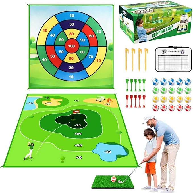 Battle Golf Game Chipping Practice Mat, Perfect for Chipping and Swing Training, Backyard Games Golf Hitting Mat, Ideal for Golf Parties and Fun Activities