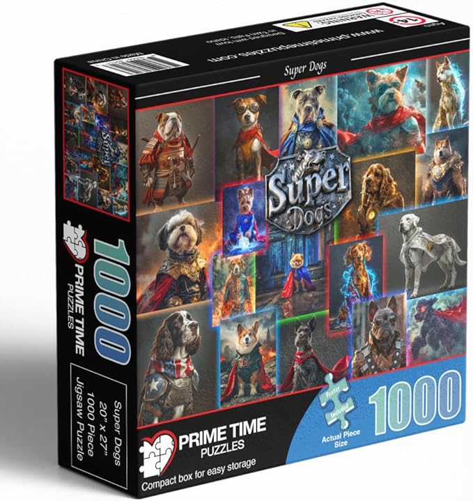 Superhero Dog - 1000 Piece Collage Jigsaw Puzzle - Colorful and Funny Adult Puzzle | Great for Adults & Kids - Cute Dogs and Puppy Like French Bulldog, Spaniel and Corgi (Super Dogs)