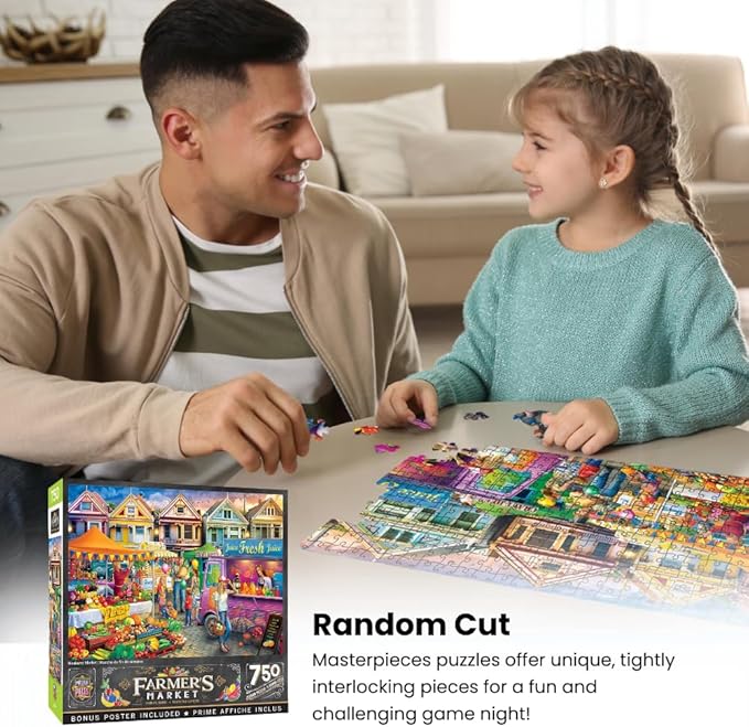 MasterPieces 750 Piece Jigsaw Puzzle for Adults, Family, Or Youth - Town Square Booths - 18"x24"