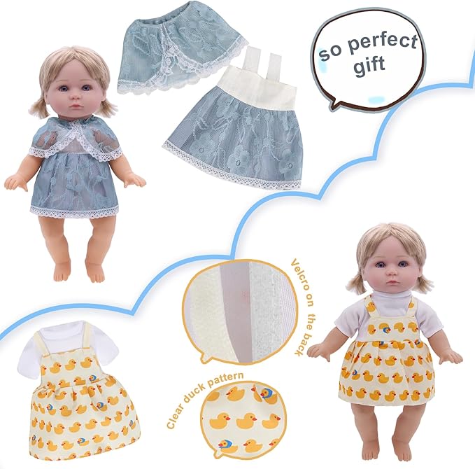 Girl Doll Clothes and Accessories - 6 Sets for 11 Inch Dolls, Alive-Baby Princess Dress, Gown, Pajamas, Cute Baby Outfits Christmas Birthday Gift Little Girls