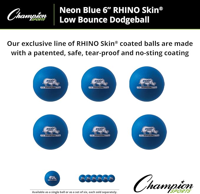 Champion Sports® Rhino Skin® Low Bounce Dodgeball Sets & Singles for Playground, PE, Backyard & League Games – Team Sports Equipment for Youth & Adults