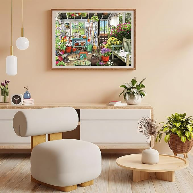 Jigsaw Puzzle, 500 Piece Jigsaw Puzzle for Adults Kids, Garden Cat Flowers Puzzle 500 Pieces, Birthday for Family Game Nights, Finished Size 20.5 x 15 in