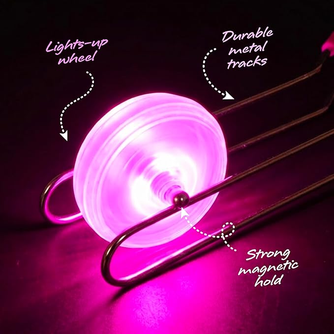 ArtCreativity Retro Light Up Gyro Wheels Set for Kids- Includes 3, 8.5 Inch Rail Twisters, Mesmerizing Spinning and Lighting Effects Design- Top Fun Gift for Boys and Girls