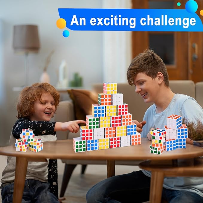 GOLDGE 40 Mini Cube Puzzles, 1.18in 3x3, Fun Party Favors for Kids - School Rewards & Classroom Prizes, Perfect for Birthdays, Easter, Christmas & Stocking Stuffers (40PCS-6 Colors (Black))
